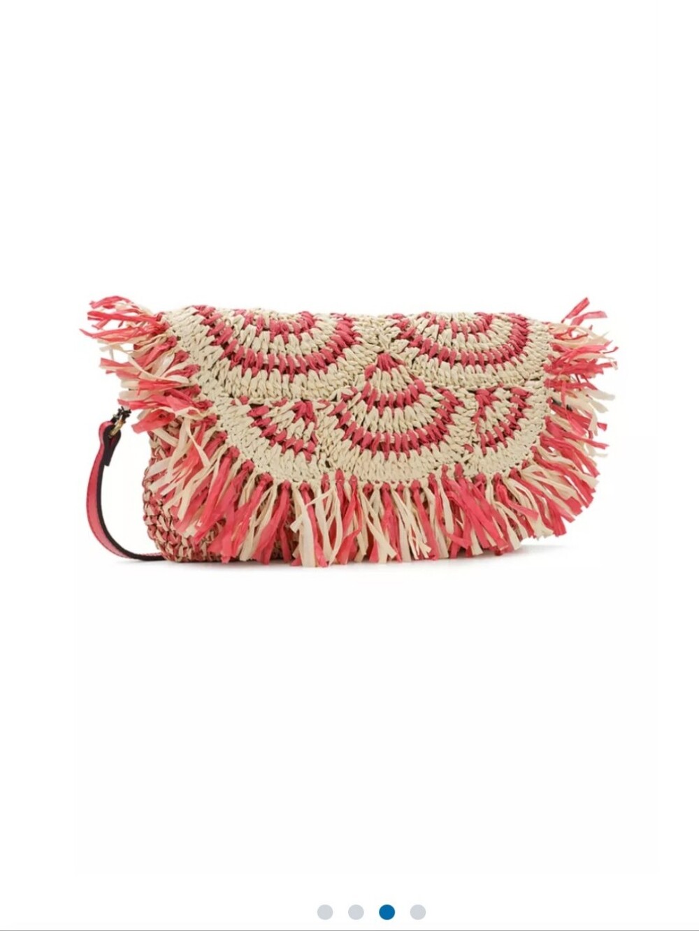Patricia Nash Pink & Natural Fringe Woven Crossbody Or Clutch Bag
